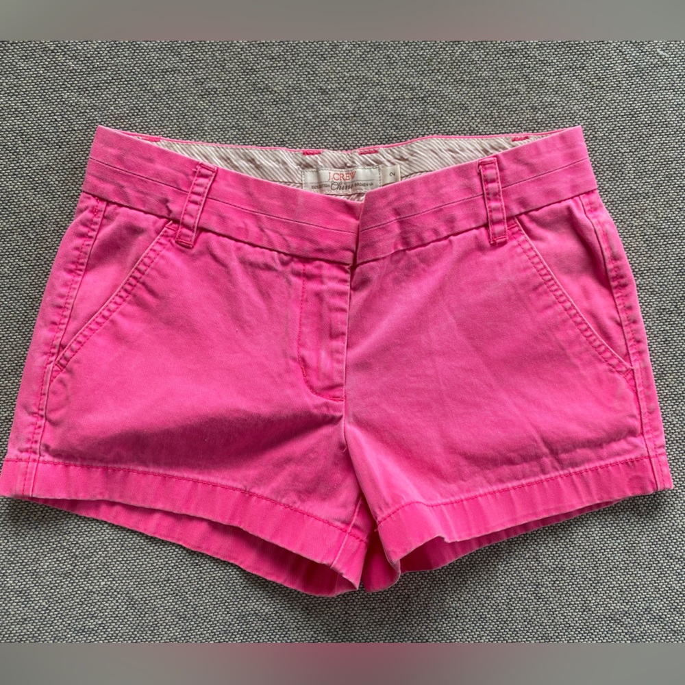 J Crew Hot Pink Chino Shorts Size 2
